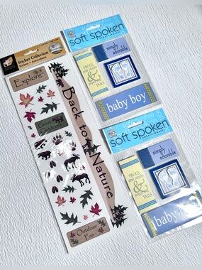Lot of Scrapbooking Stickers- Baby Boy & Nature, New
